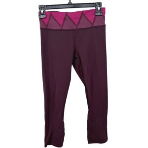 Lululemon Run Inspire Crop II Leggings Bordeaux Drama Pink Size‎ 4 Zipper Pocket